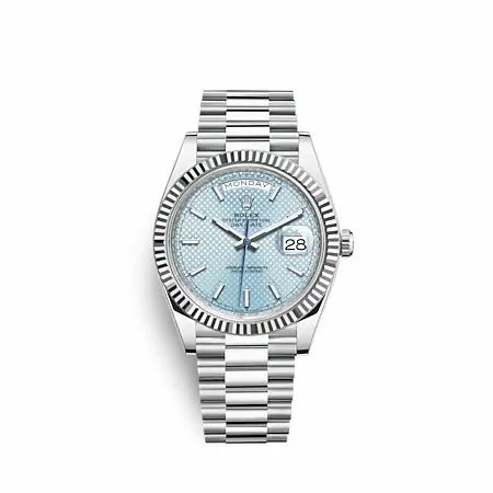 Rolex Day-Date 40 Platinum - Fluted / Ice Blue 228236-0005 (M228236-0005)